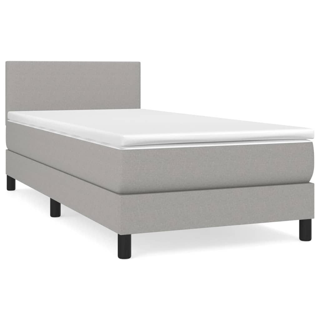 vidaXL Κρεβάτι Boxspring με Στρώμα Ανοιχτό Γκρι 100x200 εκ. Υφασμάτινο