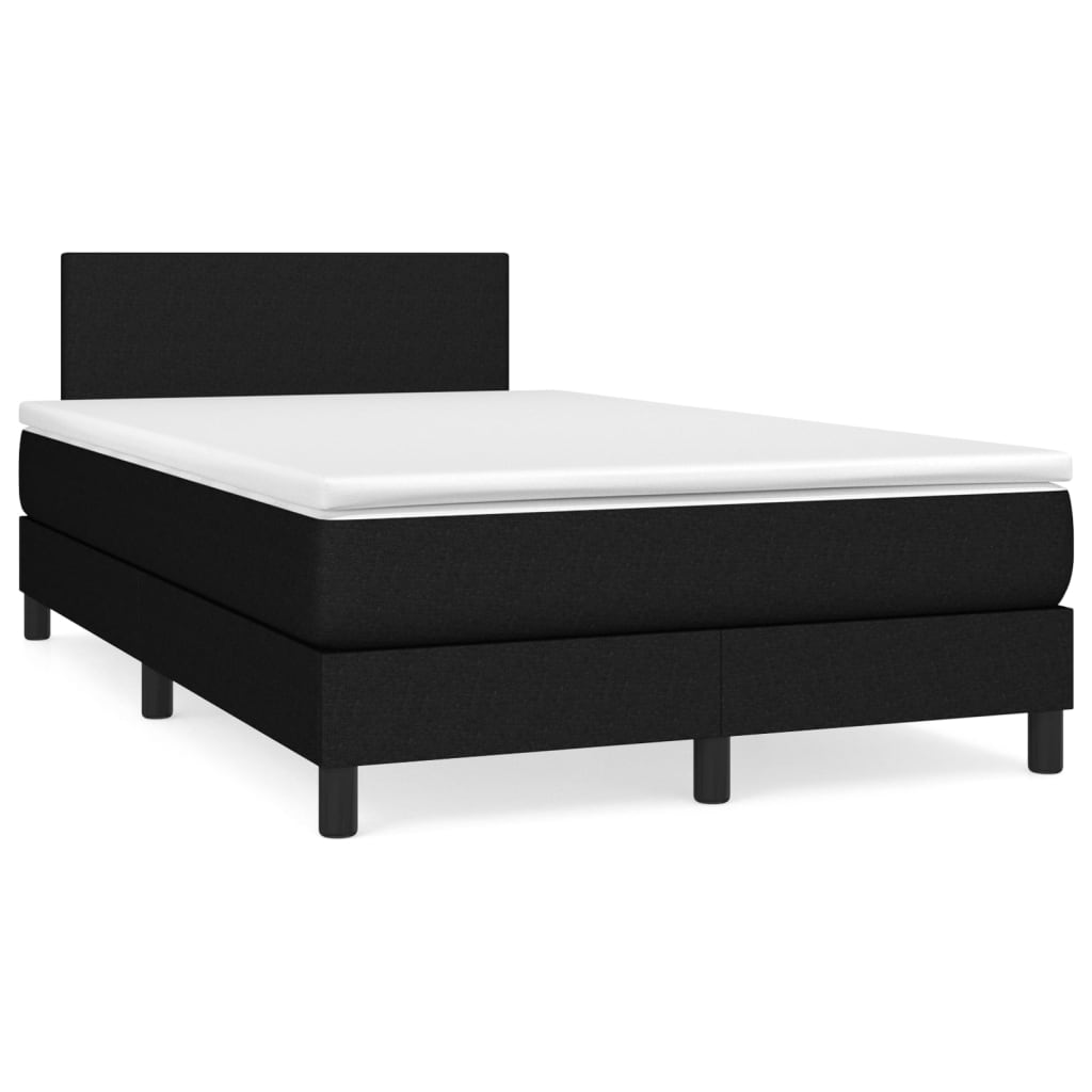 vidaXL Κρεβάτι Boxspring με Στρώμα Μαύρο 120x200 εκ. Υφασμάτινο