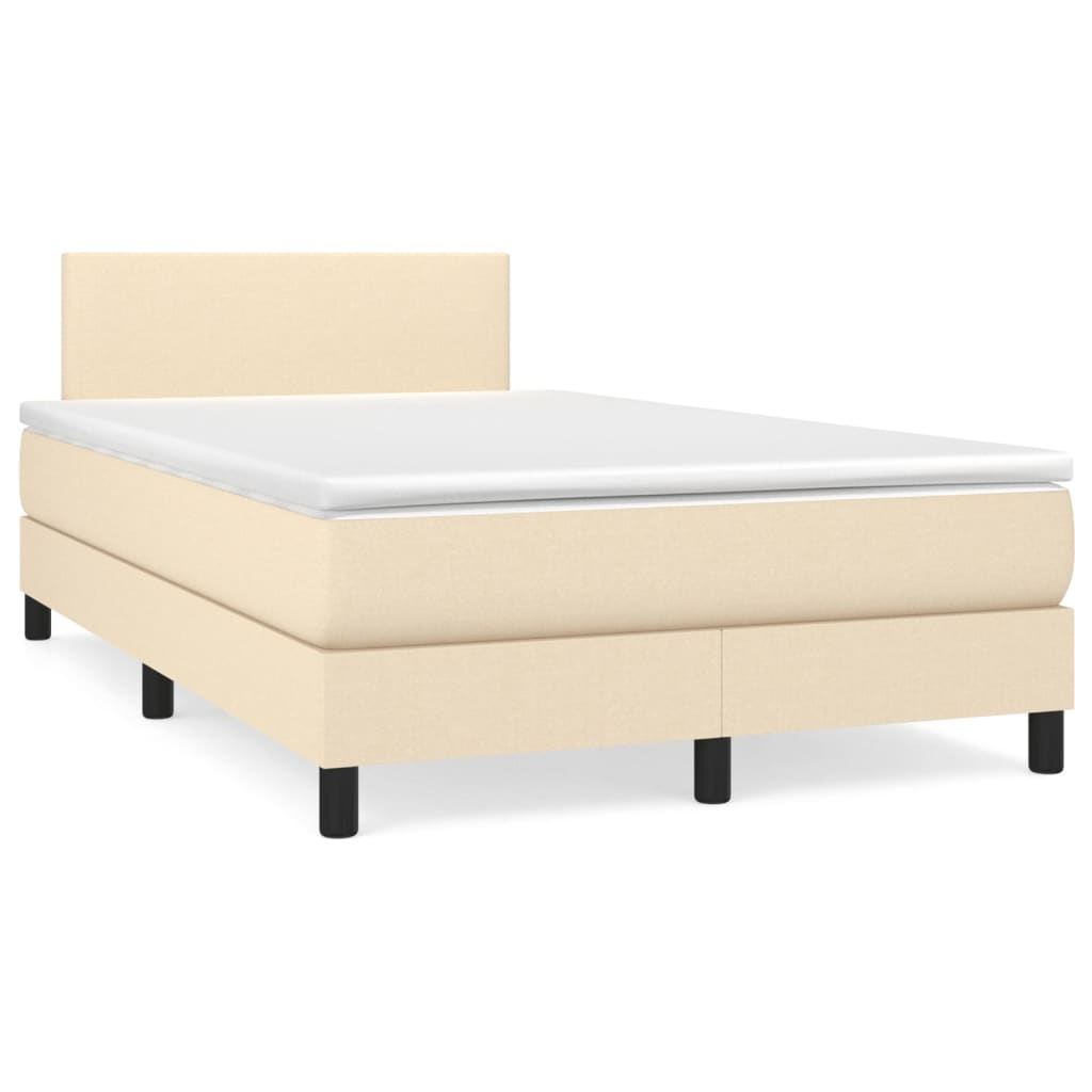 vidaXL Κρεβάτι Boxspring με Στρώμα Κρεμ 120x200 εκ. Υφασμάτινο