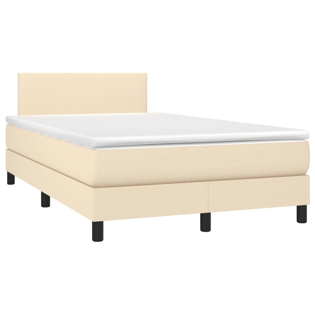 vidaXL Κρεβάτι Boxspring με Στρώμα Κρεμ 120x200 εκ. Υφασμάτινο