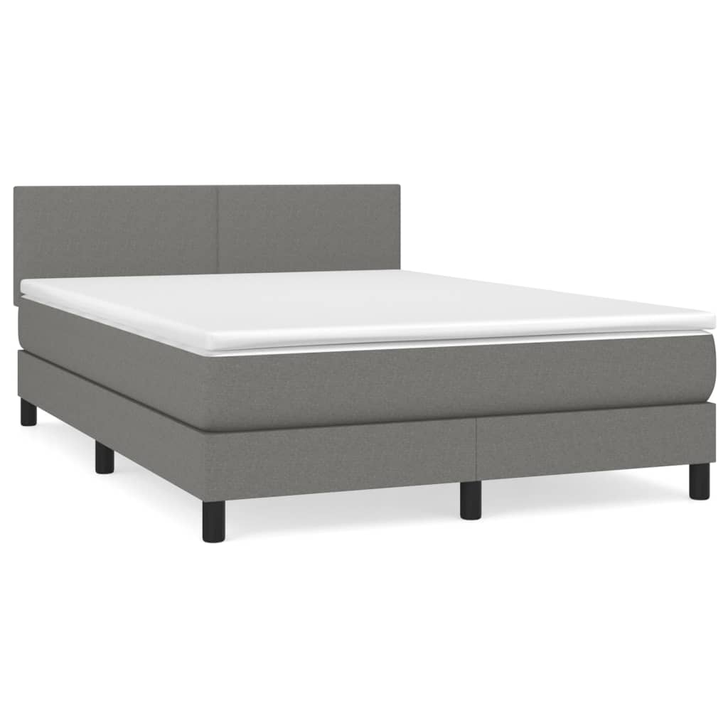 vidaXL Κρεβάτι Boxspring με Στρώμα Σκούρο Γκρι 140x200 εκ Υφασμάτινο