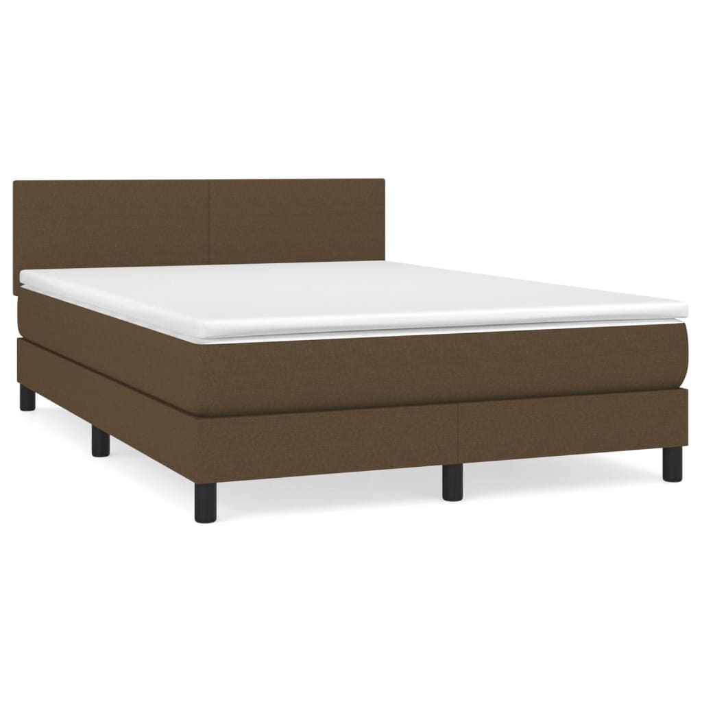 vidaXL Κρεβάτι Boxspring με Στρώμα Σκούρο Καφέ 140x200 εκ Υφασμάτινο