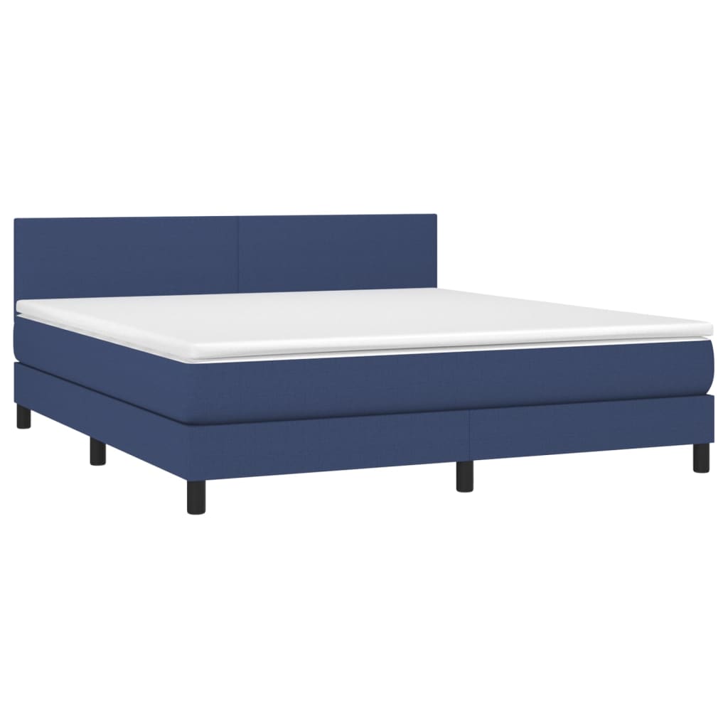 vidaXL Κρεβάτι Boxspring με Στρώμα Μπλε 160x200 εκ. Υφασμάτινο