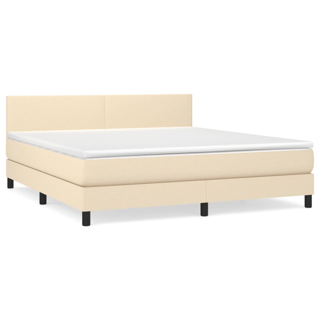 vidaXL Κρεβάτι Boxspring με Στρώμα Κρεμ 180x200 εκ. Υφασμάτινο