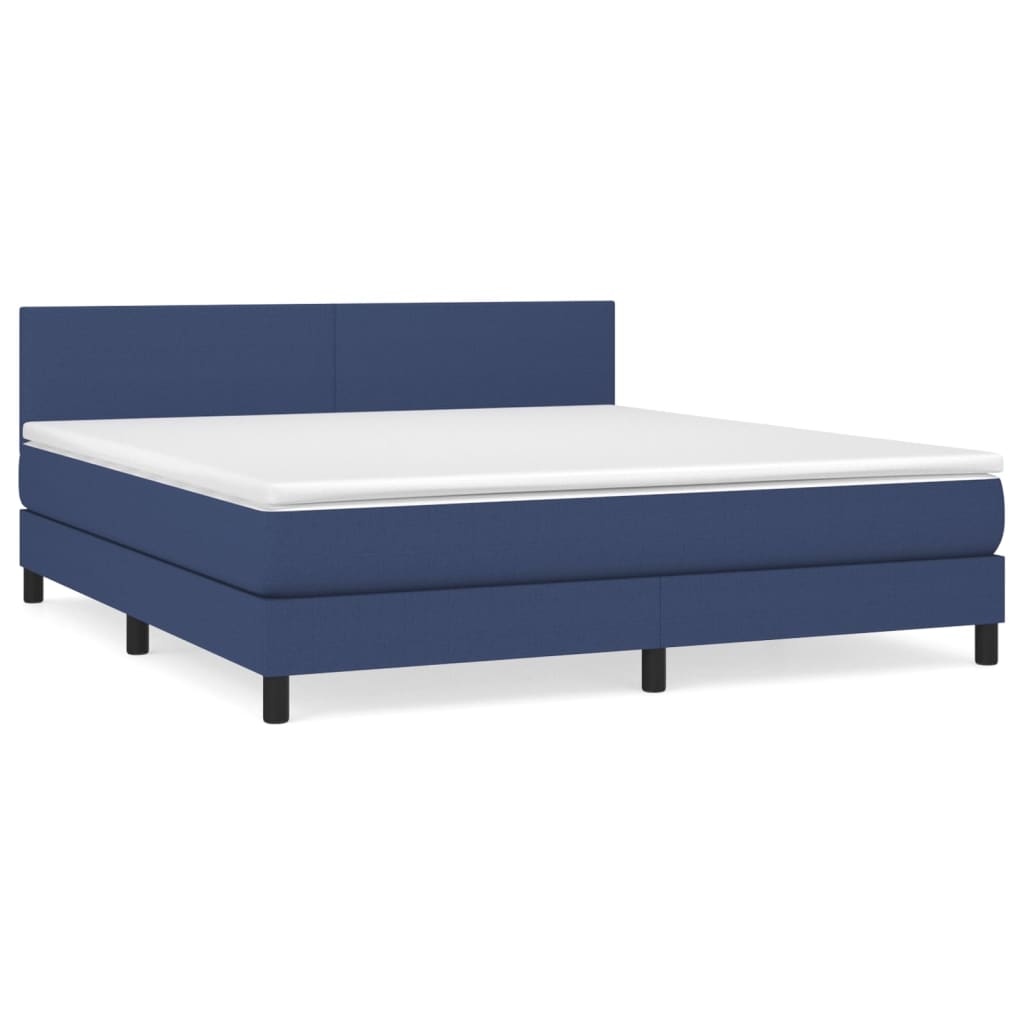 vidaXL Κρεβάτι Boxspring με Στρώμα Μπλε 180x200 εκ. Υφασμάτινο
