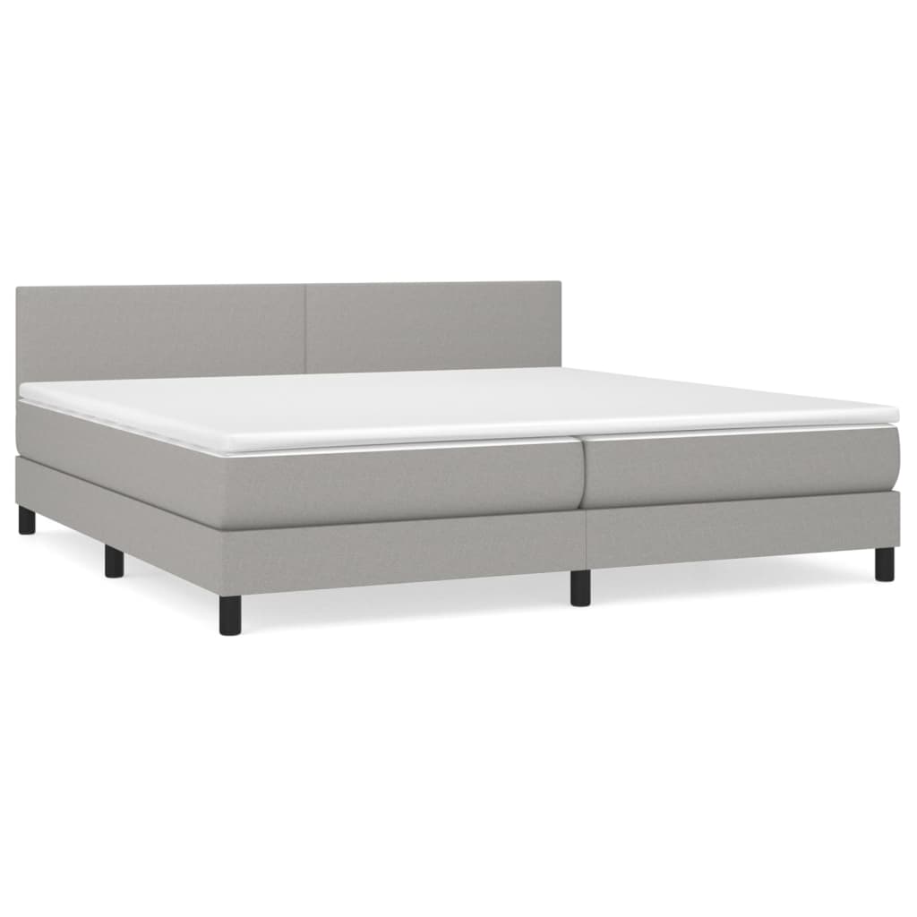 vidaXL Κρεβάτι Boxspring με Στρώμα Ανοιχτό Γκρι 200x200 εκ. Υφασμάτινο