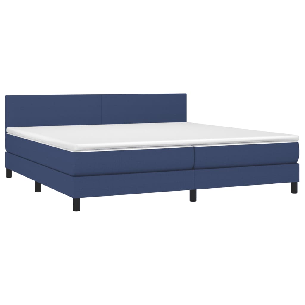 vidaXL Κρεβάτι Boxspring με Στρώμα Μπλε 200x200 εκ. Υφασμάτινο