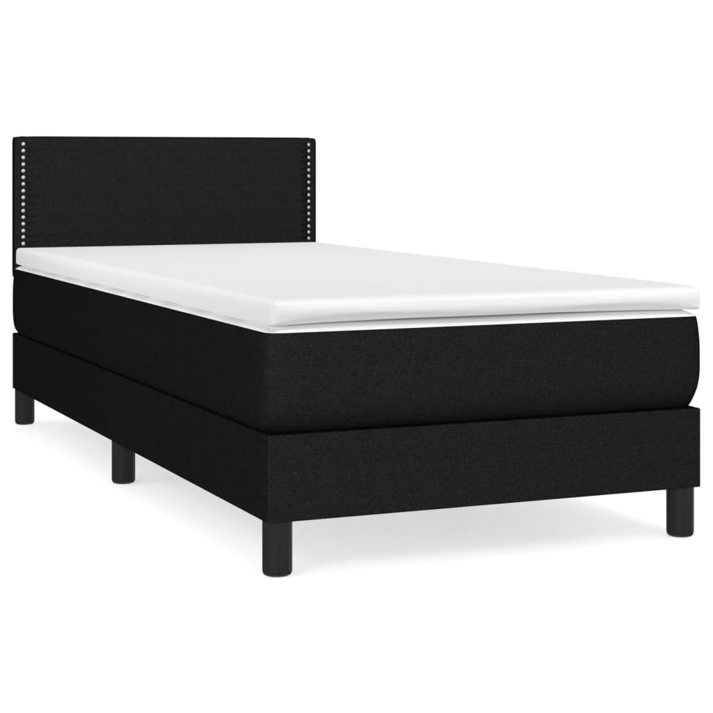 vidaXL Κρεβάτι Boxspring με Στρώμα Μαύρο 90x190 εκ.Υφασμάτινο