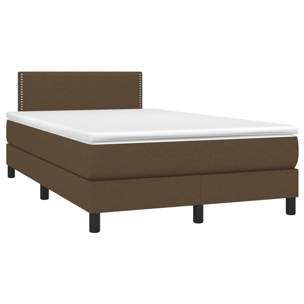vidaXL Κρεβάτι Boxspring με Στρώμα Σκούρο Καφέ 120x200 εκ. Υφασμάτινο
