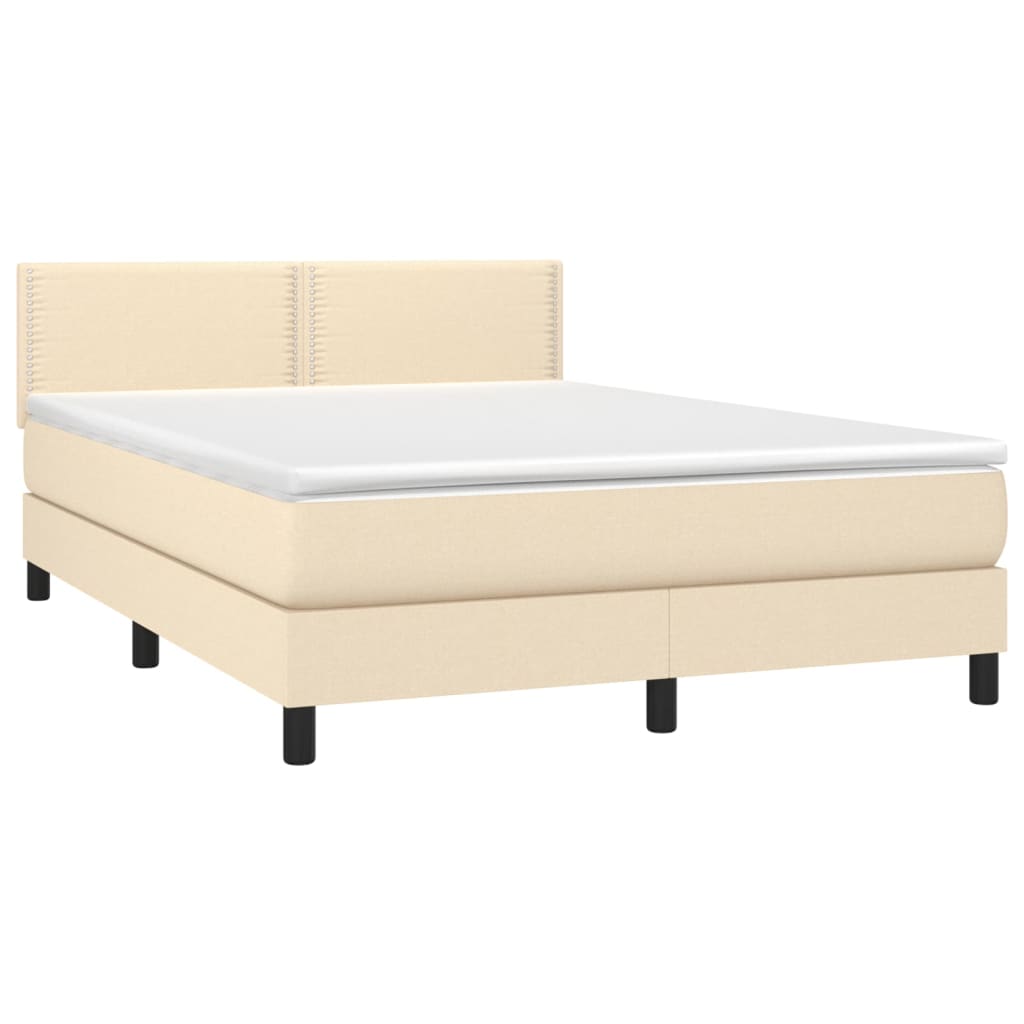 vidaXL Κρεβάτι Boxspring με Στρώμα Κρεμ 140x200 εκ. Υφασμάτινο