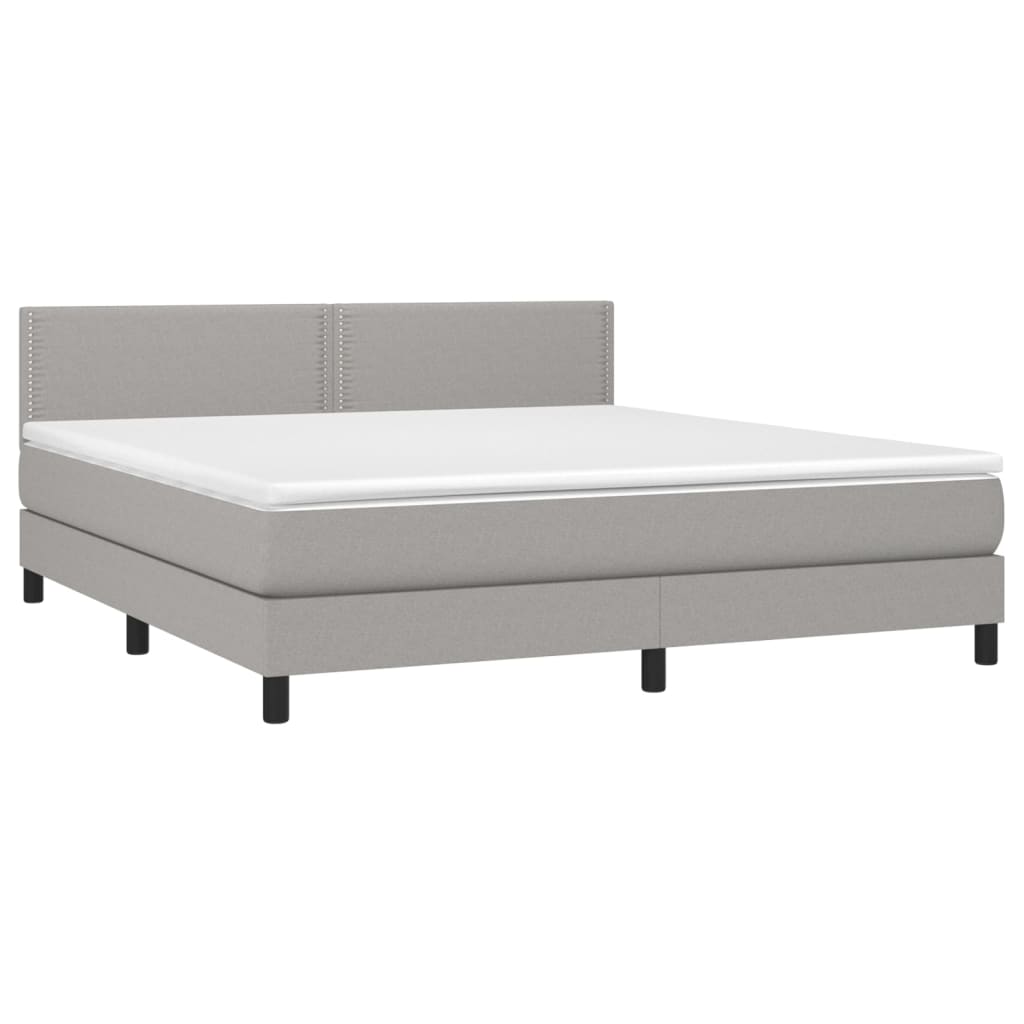 vidaXL Κρεβάτι Boxspring με Στρώμα Ανοιχτό Γκρι 180x200 εκ. Υφασμάτινο