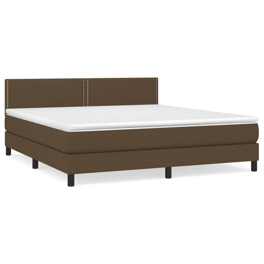 vidaXL Κρεβάτι Boxspring με Στρώμα Σκούρο Καφέ 180x200 εκ Υφασμάτινο