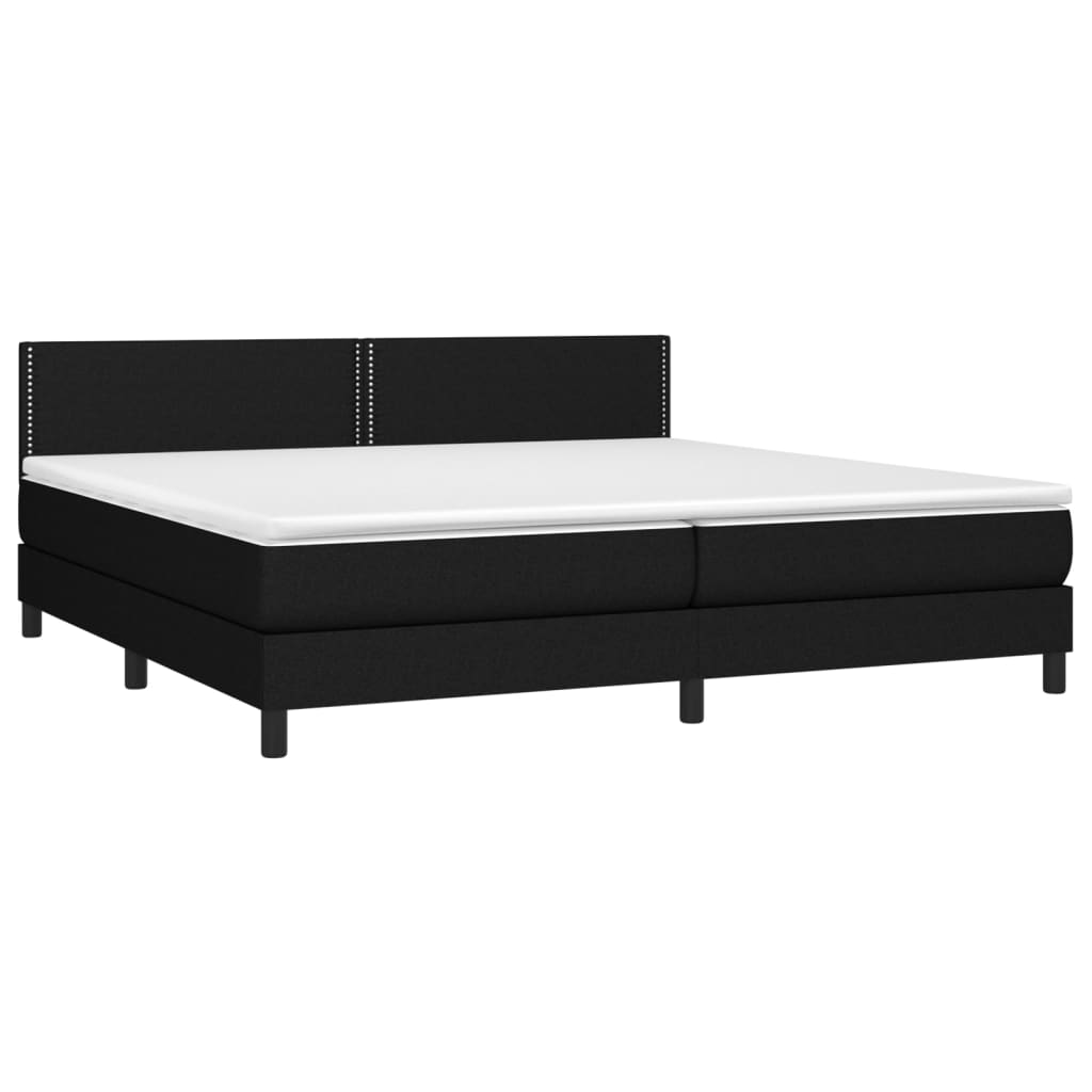 vidaXL Κρεβάτι Boxspring με Στρώμα Μαύρο 200x200 εκ. Υφασμάτινο