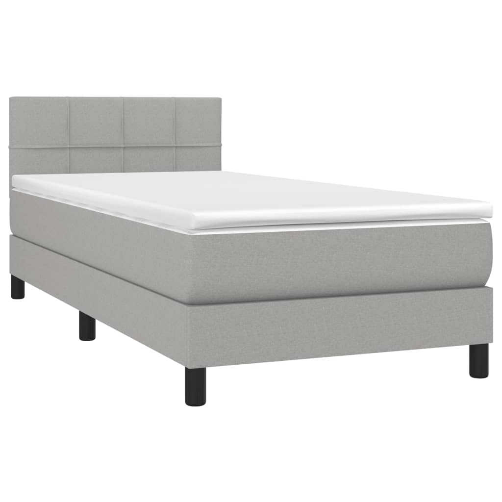 vidaXL Κρεβάτι Boxspring με Στρώμα Ανοιχτό Γκρι 90x200 εκ. Υφασμάτινο
