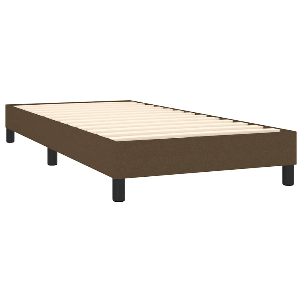 vidaXL Κρεβάτι Boxspring με Στρώμα Σκούρο Καφέ 90x200 εκ. Υφασμάτινο