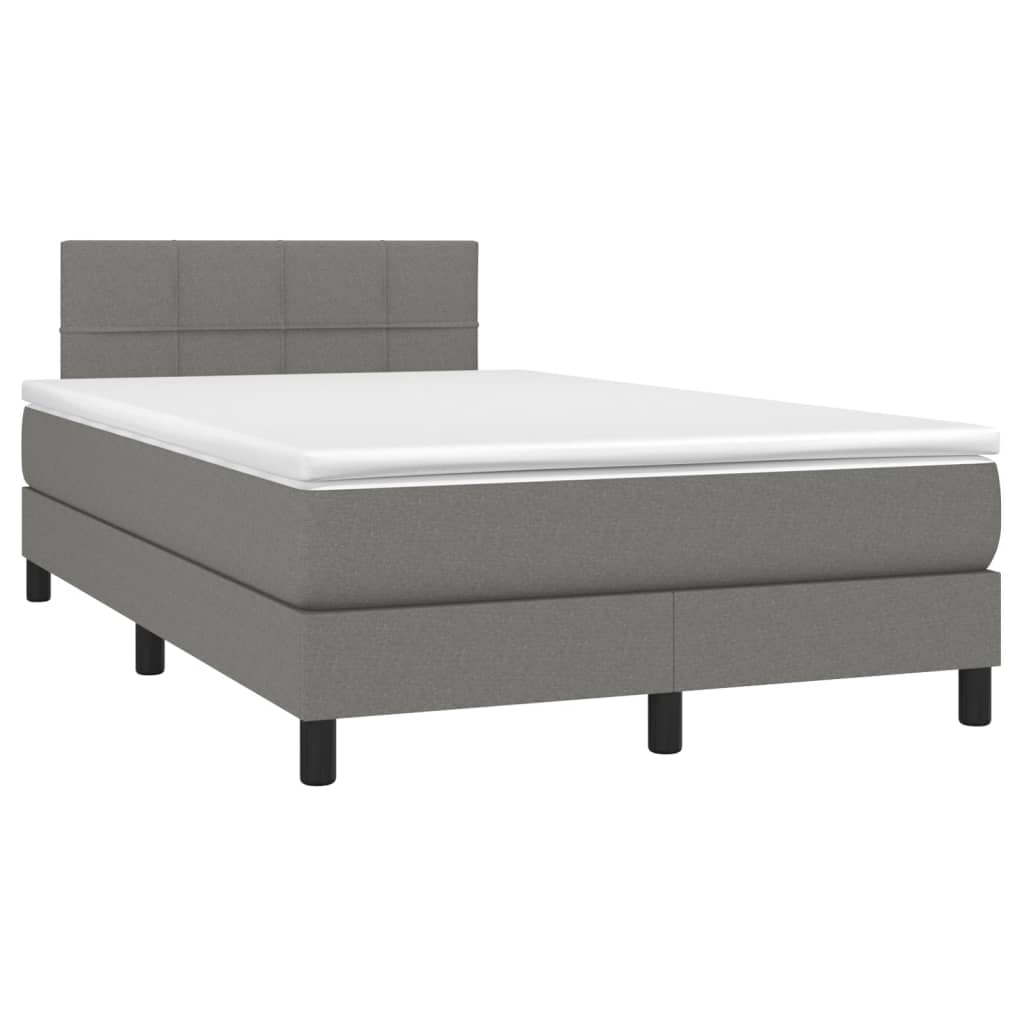 vidaXL Κρεβάτι Boxspring με Στρώμα Σκούρο Γκρι 120x200 εκ. Υφασμάτινο