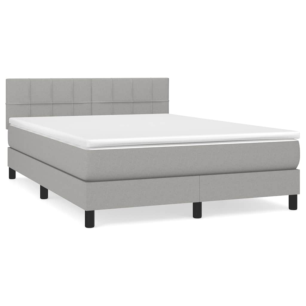 vidaXL Κρεβάτι Boxspring με Στρώμα Ανοιχτό Γκρι 140x190 εκ. Υφασμάτινο