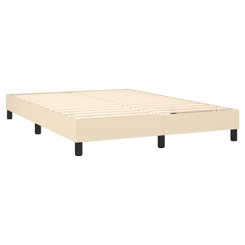 vidaXL Κρεβάτι Boxspring με Στρώμα Κρεμ 140x190 εκ. Υφασμάτινο