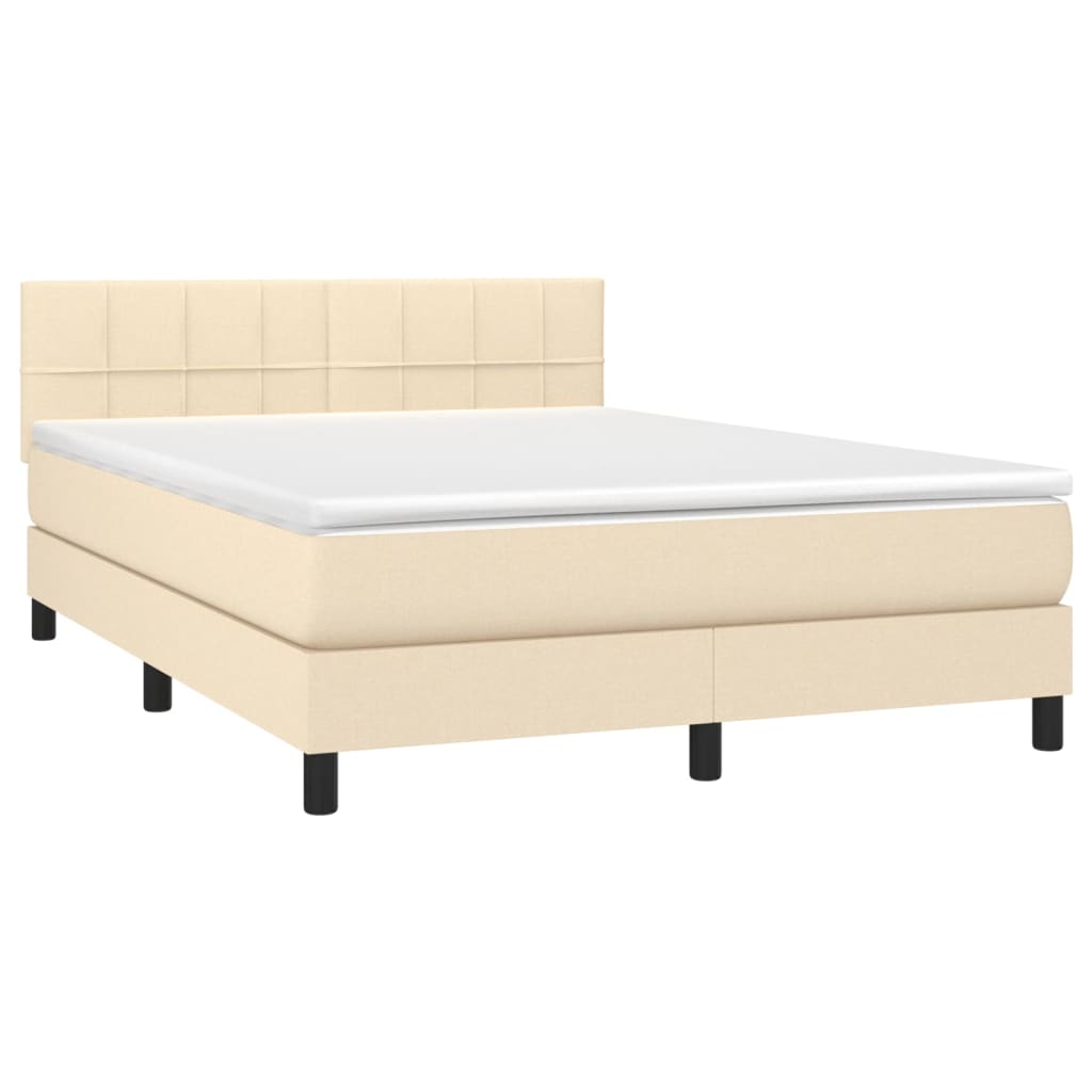 vidaXL Κρεβάτι Boxspring με Στρώμα Κρεμ 140x200 εκ. Υφασμάτινο
