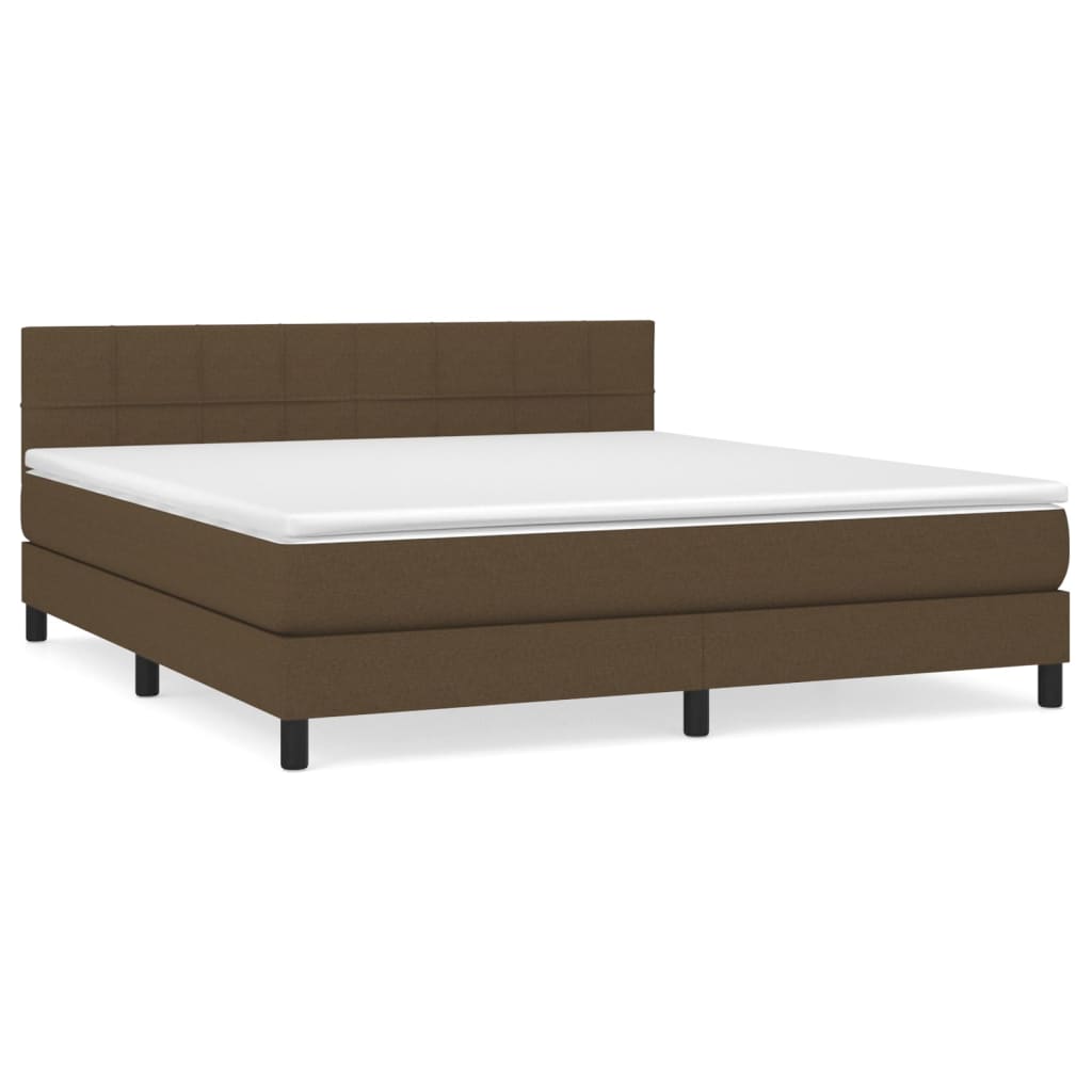 vidaXL Κρεβάτι Boxspring με Στρώμα Σκούρο Καφέ 160x200 εκ Υφασμάτινο