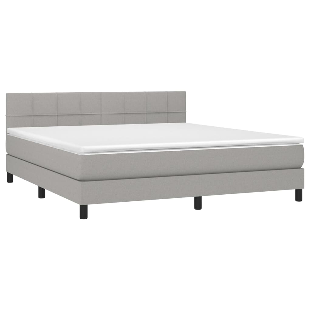 vidaXL Κρεβάτι Boxspring με Στρώμα Ανοιχτό Γκρι 180x200 εκ. Υφασμάτινο