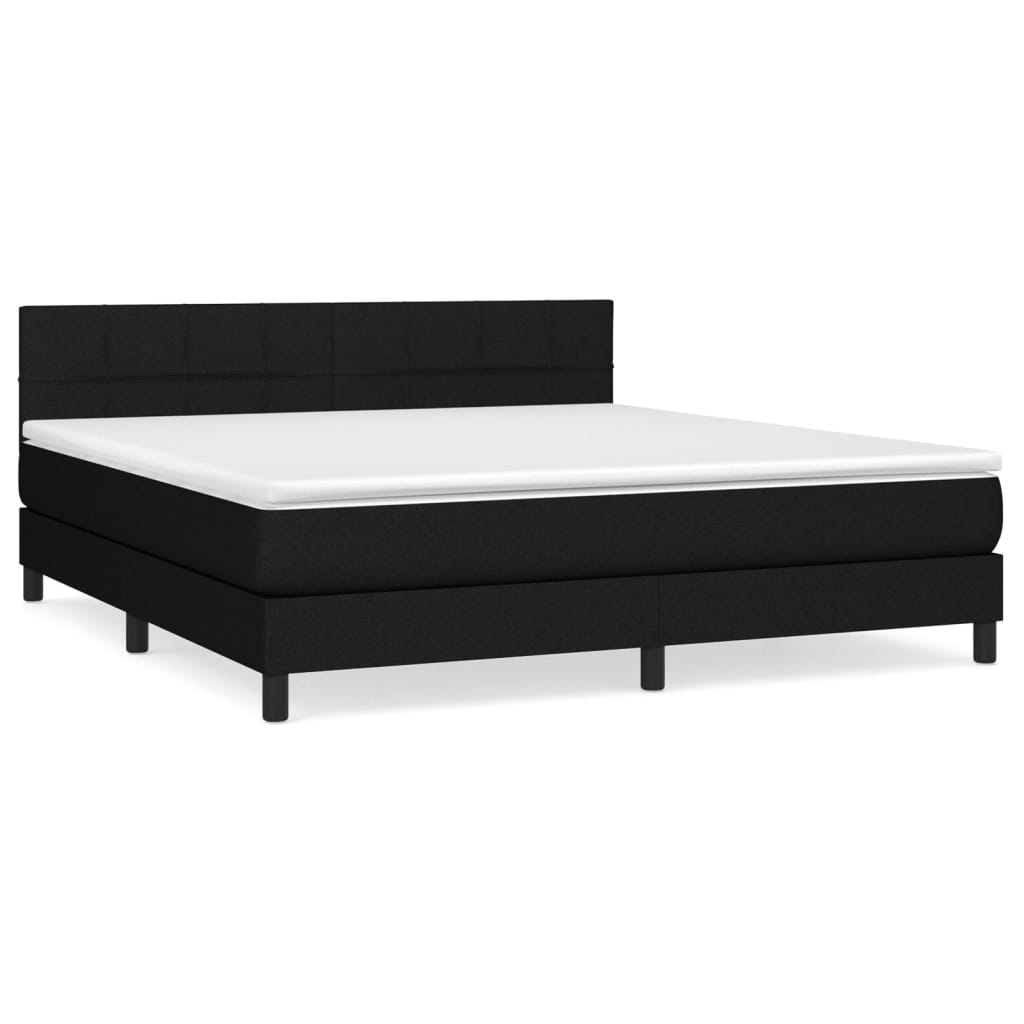 vidaXL Κρεβάτι Boxspring με Στρώμα Μαύρο 180x200 εκ. Υφασμάτινο