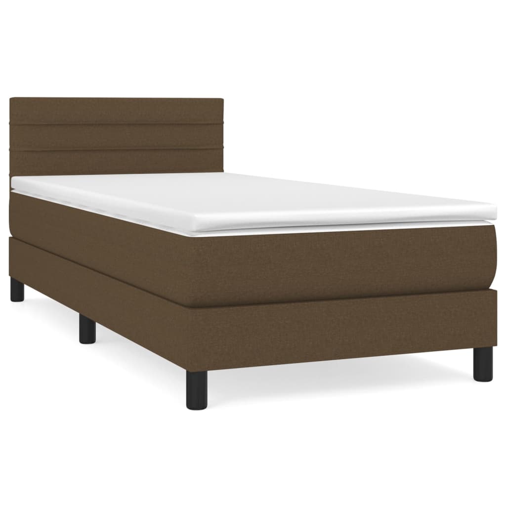 vidaXL Κρεβάτι Boxspring με Στρώμα Σκούρο Καφέ 80x200 εκ. Υφασμάτινο