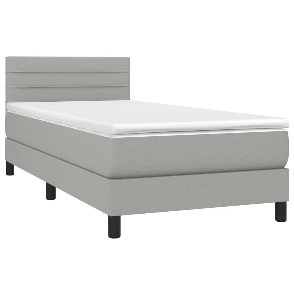 vidaXL Κρεβάτι Boxspring με Στρώμα Ανοιχτό Γκρι 100x200 εκ. Υφασμάτινο