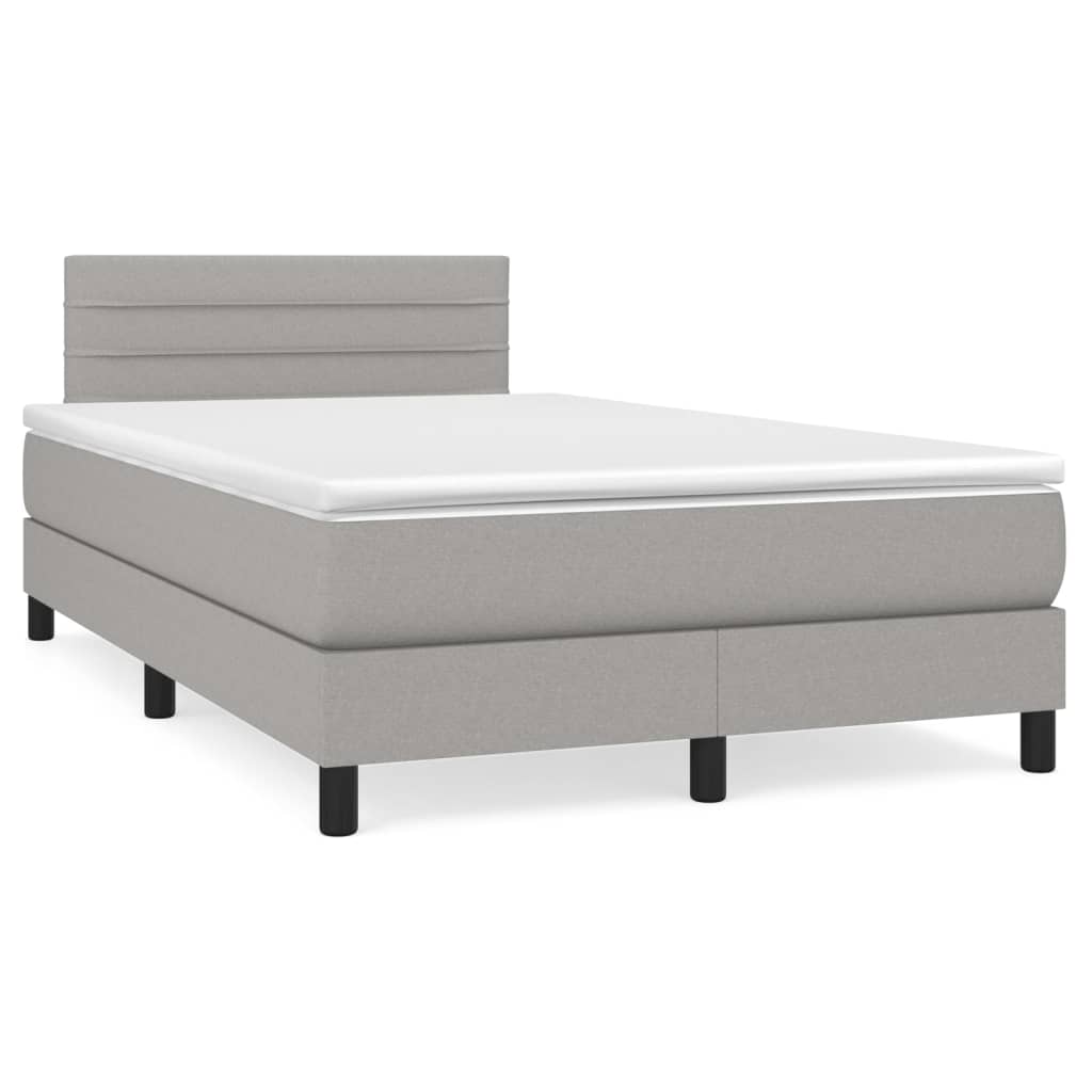 vidaXL Κρεβάτι Boxspring με Στρώμα Ανοιχτό Γκρι 120x200 εκ. Υφασμάτινο