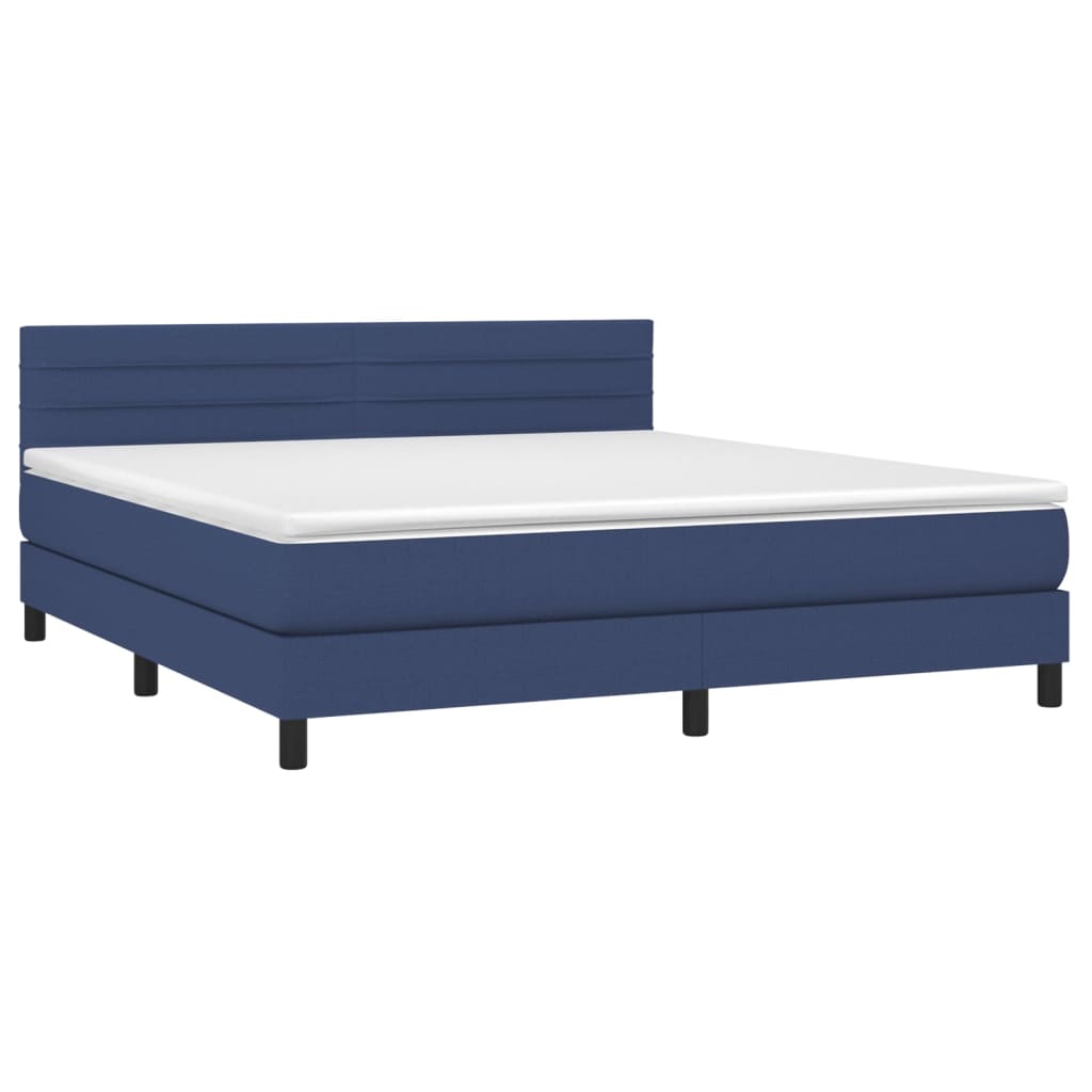 vidaXL Κρεβάτι Boxspring με Στρώμα Μπλε 180x200 εκ. Υφασμάτινο