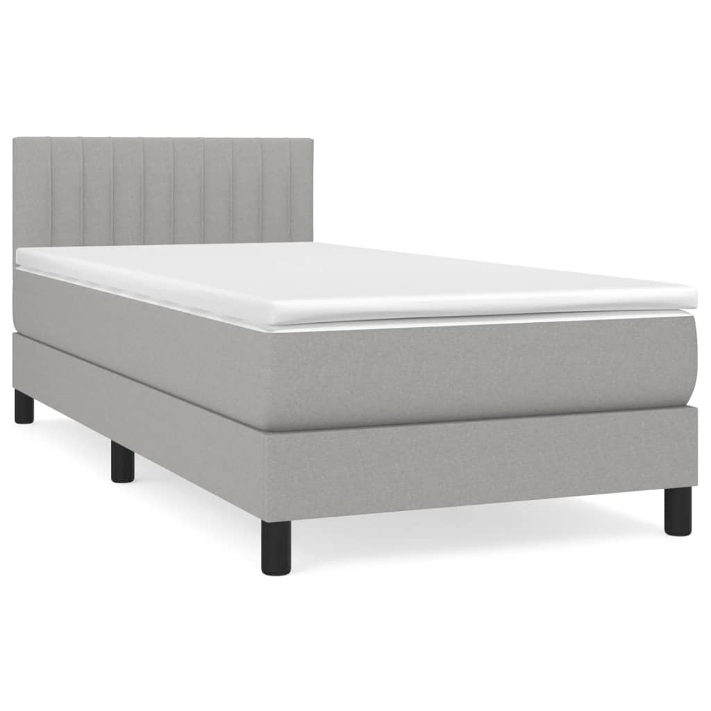 vidaXL Κρεβάτι Boxspring με Στρώμα Ανοιχτό Γκρι 80x200 εκ. Υφασμάτινο