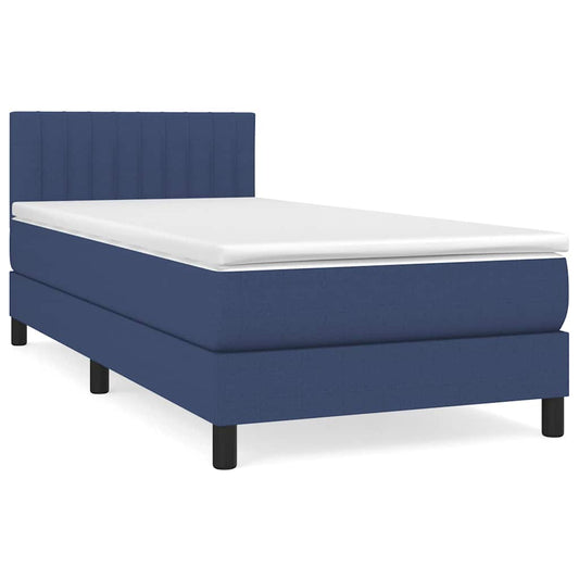 vidaXL Κρεβάτι Boxspring με Στρώμα Μπλε 90x190 εκ.Υφασμάτινο