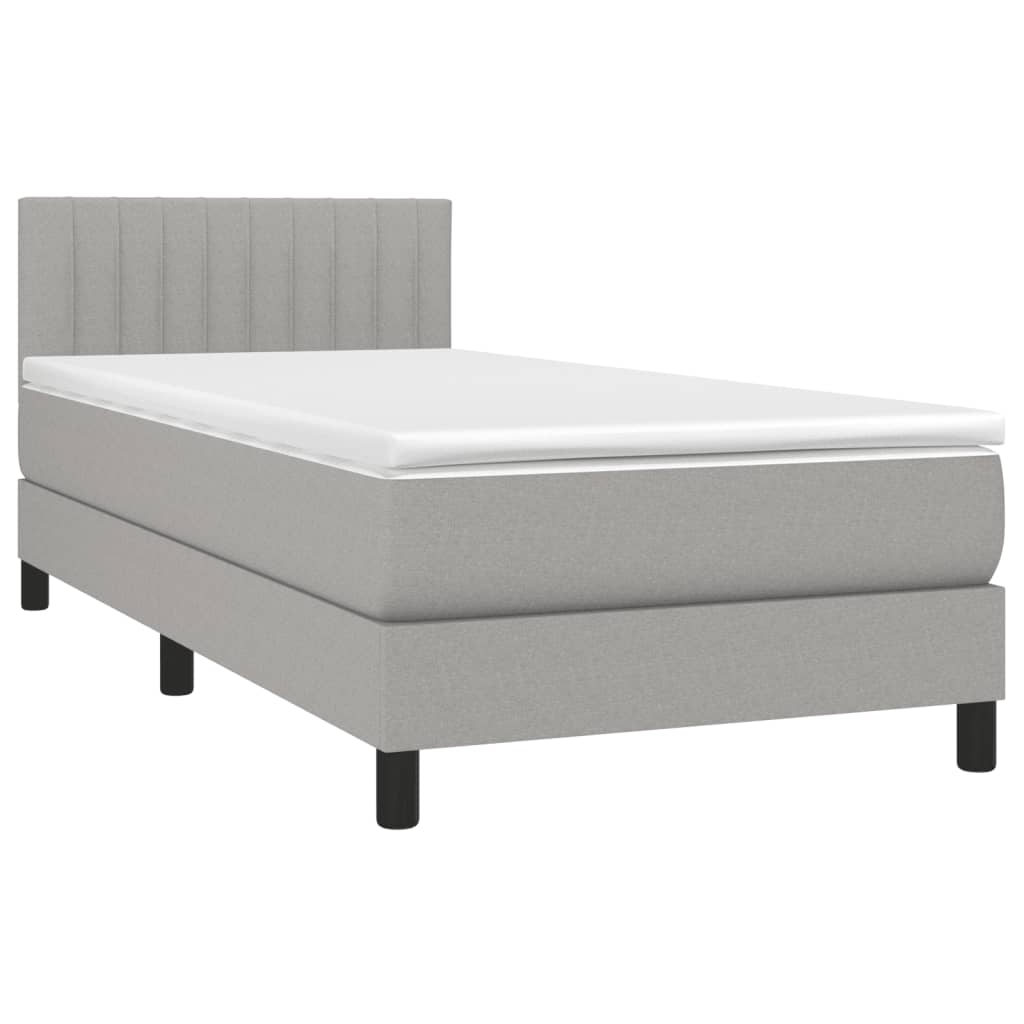 vidaXL Κρεβάτι Boxspring με Στρώμα Ανοιχτό Γκρι 100x200 εκ. Υφασμάτινο