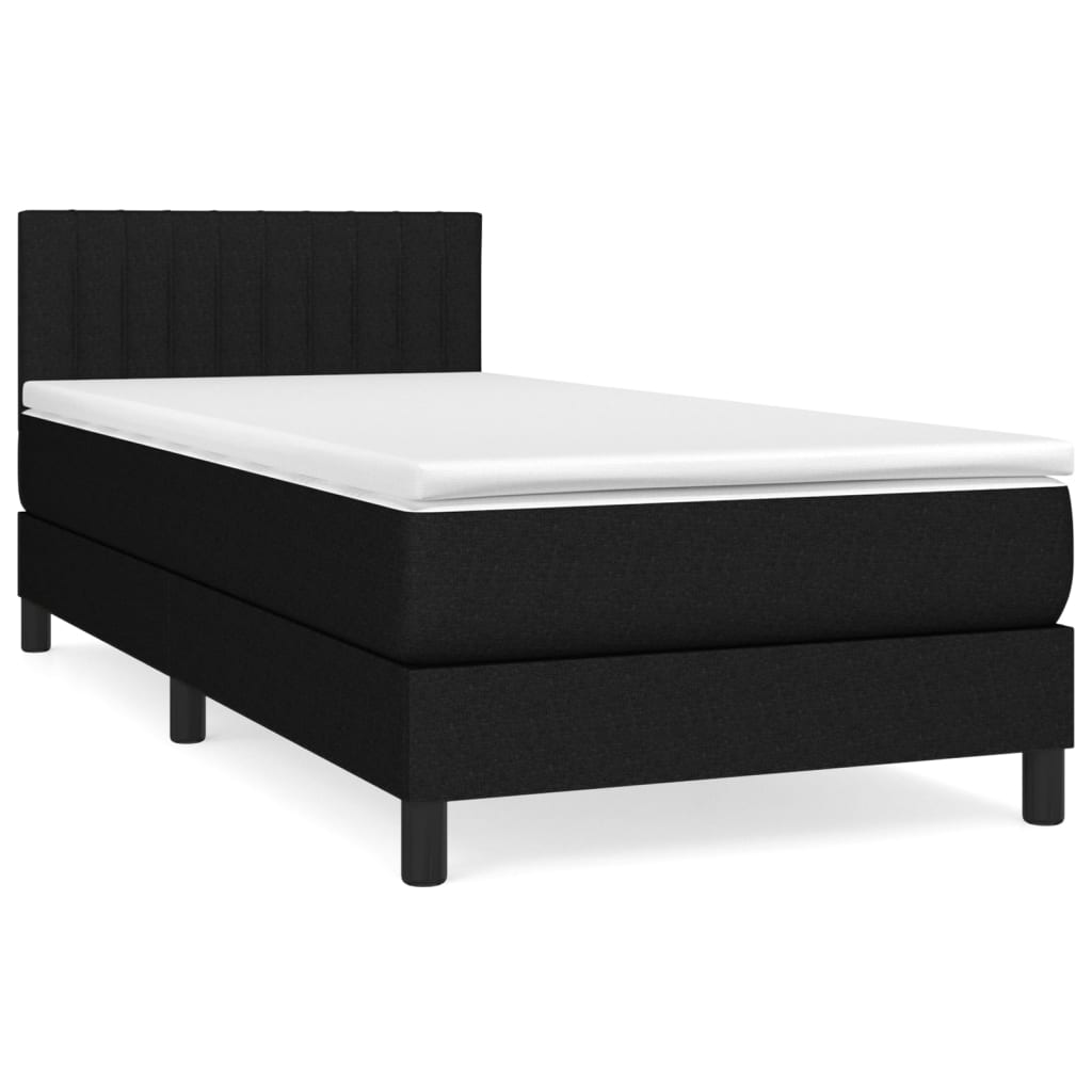 vidaXL Κρεβάτι Boxspring με Στρώμα Μαύρο 100 x 200 εκ. Υφασμάτινο