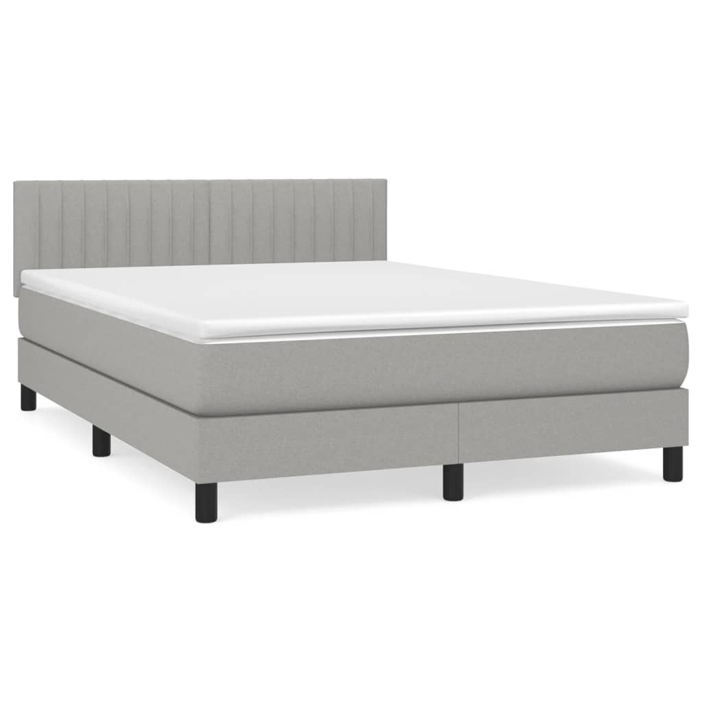vidaXL Κρεβάτι Boxspring με Στρώμα Ανοιχτό Γκρι 140x190 εκ. Υφασμάτινο