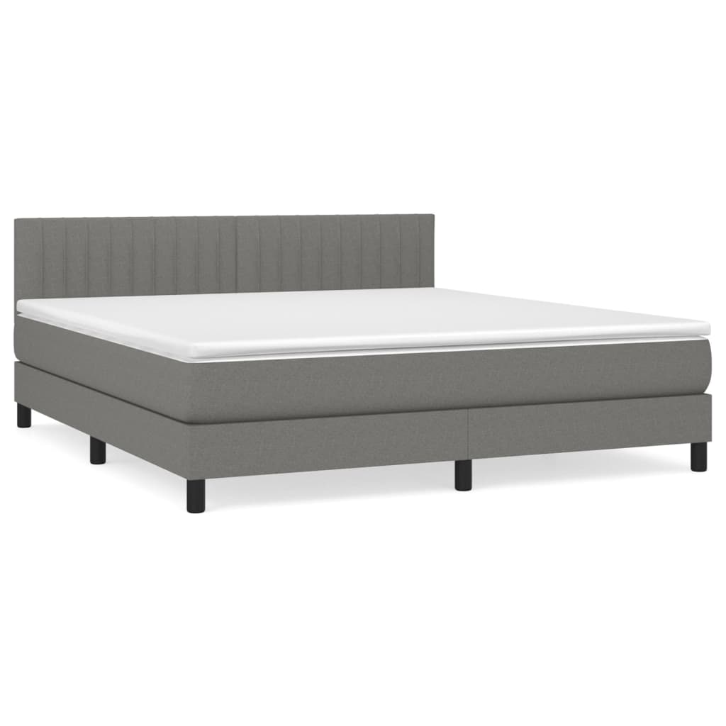 vidaXL Κρεβάτι Boxspring με Στρώμα Σκούρο Γκρι 180x200 εκ Υφασμάτιν