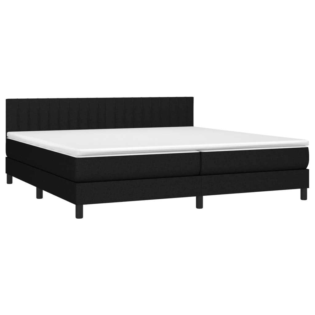 vidaXL Κρεβάτι Boxspring με Στρώμα Μαύρο 200x200 εκ. Υφασμάτινο