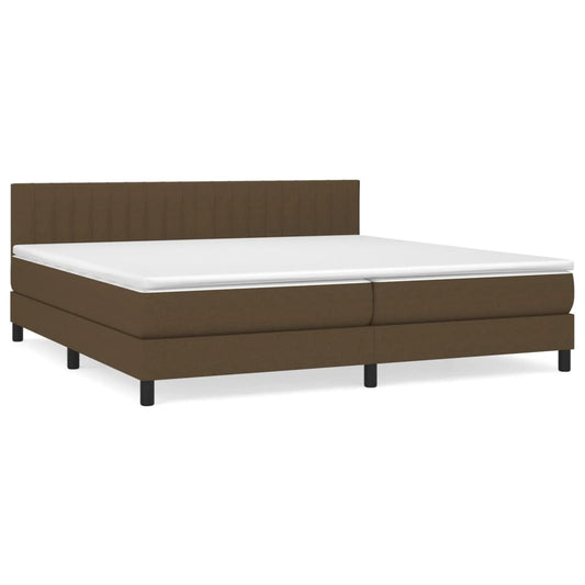 vidaXL Κρεβάτι Boxspring με Στρώμα Σκούρο Καφέ 200x200 εκ. Υφασμάτινο
