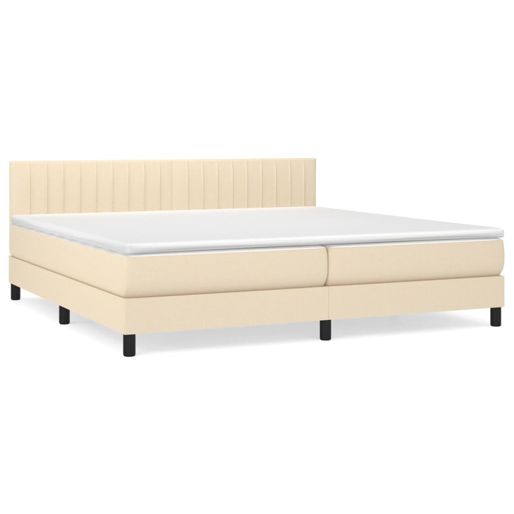 vidaXL Κρεβάτι Boxspring με Στρώμα Κρεμ 200x200 εκ. Υφασμάτινο