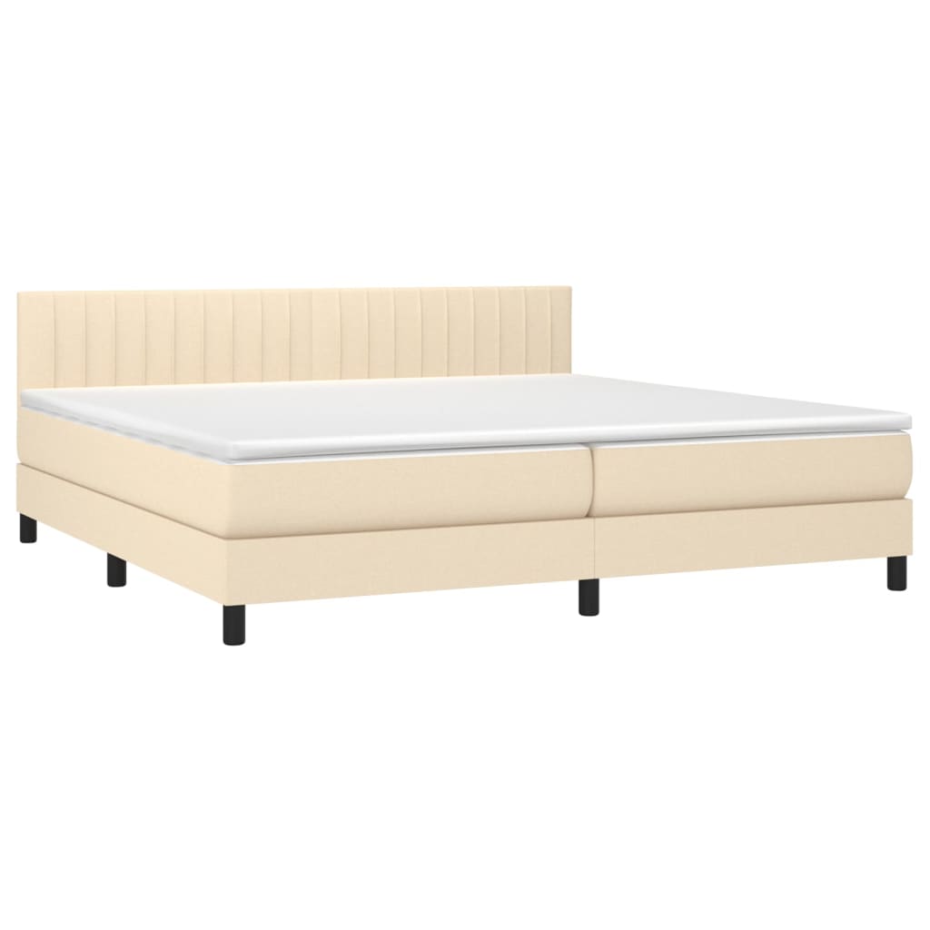 vidaXL Κρεβάτι Boxspring με Στρώμα Κρεμ 200x200 εκ. Υφασμάτινο