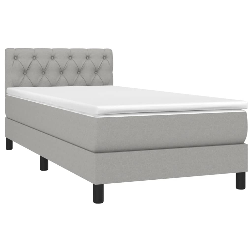 vidaXL Κρεβάτι Boxspring με Στρώμα Ανοιχτό Γκρι 80x200 εκ. Υφασμάτινο