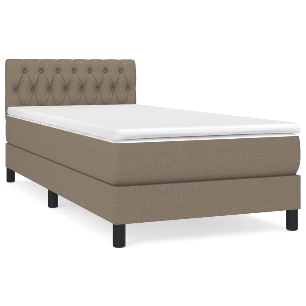 vidaXL Κρεβάτι Boxspring με Στρώμα Taupe 90x200 εκ. Υφασμάτινο