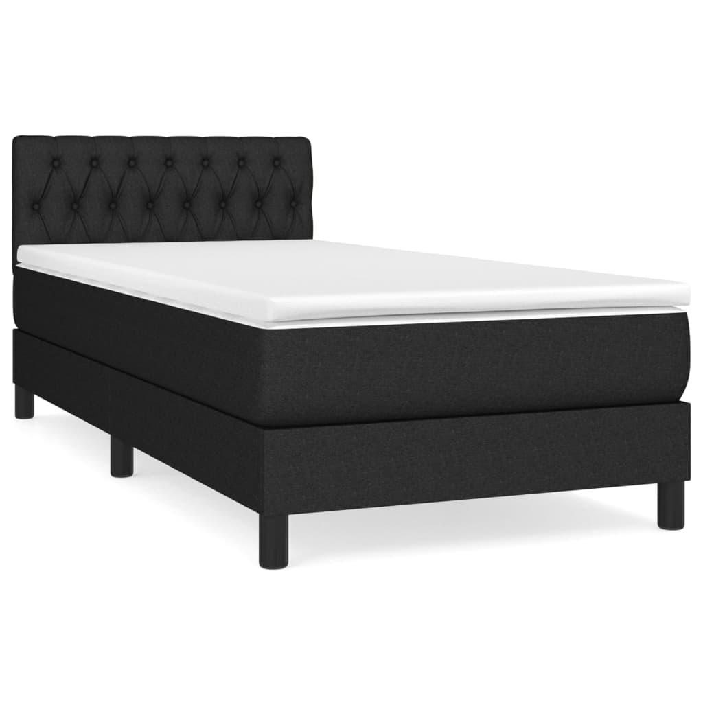 vidaXL Κρεβάτι Boxspring με Στρώμα Μαύρο 100 x 200 εκ. Υφασμάτινο