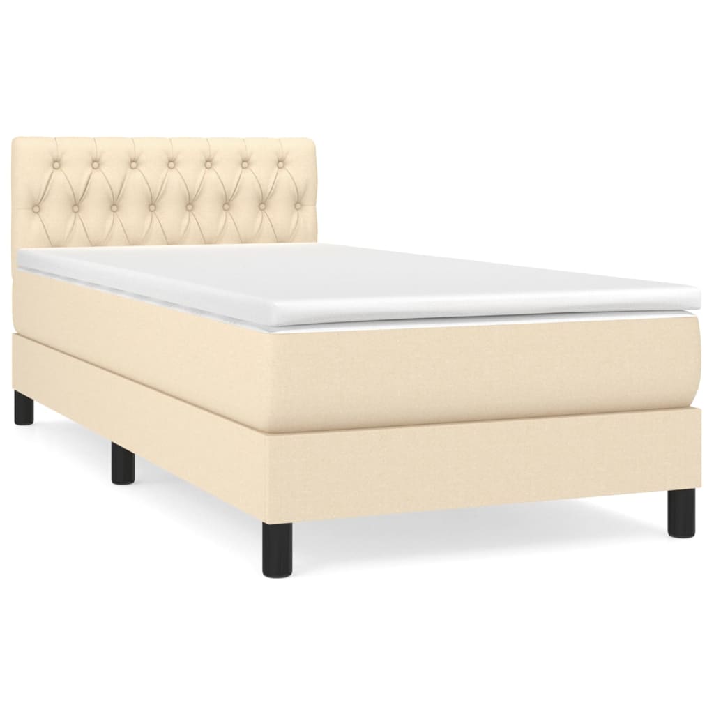 vidaXL Κρεβάτι Boxspring με Στρώμα Κρεμ 100 x 200 εκ. Υφασμάτινο