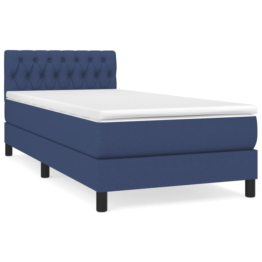 vidaXL Κρεβάτι Boxspring με Στρώμα Μπλε 100 x 200 εκ. Υφασμάτινο
