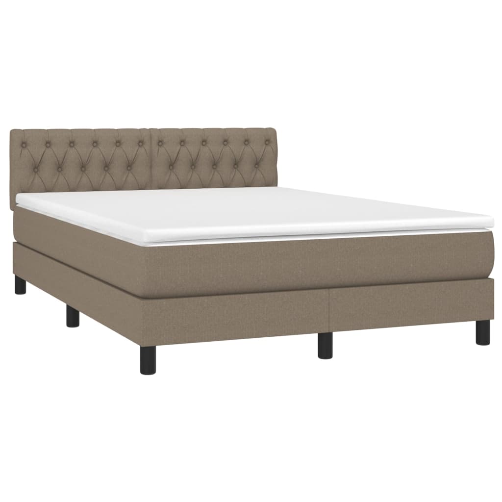 vidaXL Κρεβάτι Boxspring με Στρώμα Taupe 140x190 εκ. Υφασμάτινο