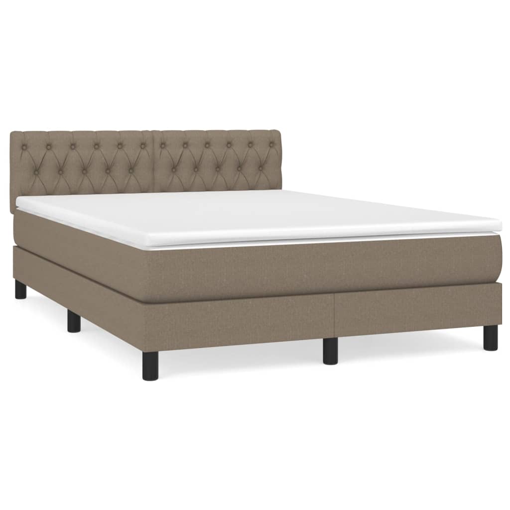 vidaXL Κρεβάτι Boxspring με Στρώμα Taupe 140x200 εκ. Υφασμάτινο