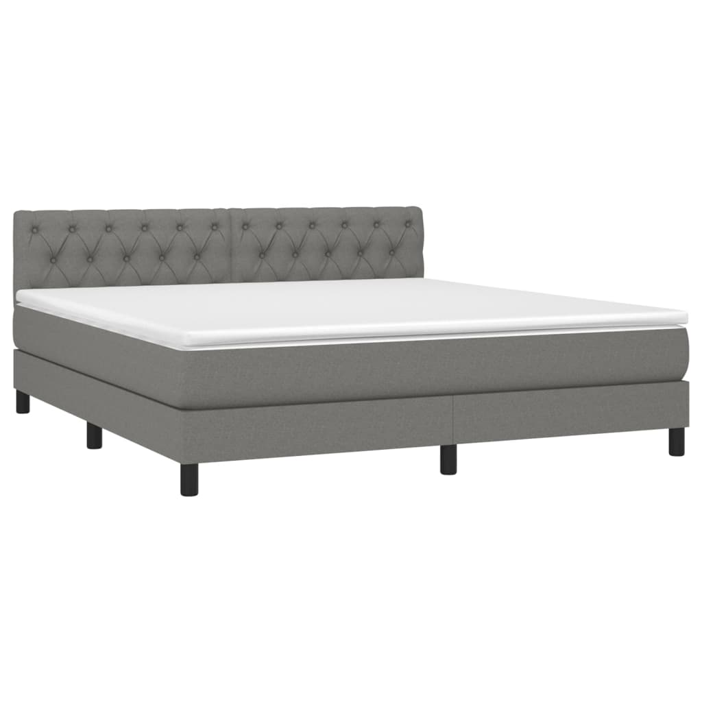 vidaXL Κρεβάτι Boxspring με Στρώμα Σκούρο Γκρι 160x200 εκ Υφασμάτινο