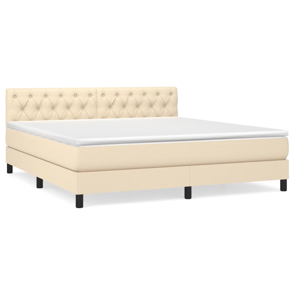 vidaXL Κρεβάτι Boxspring με Στρώμα Κρεμ 160x200 εκ. Υφασμάτινο