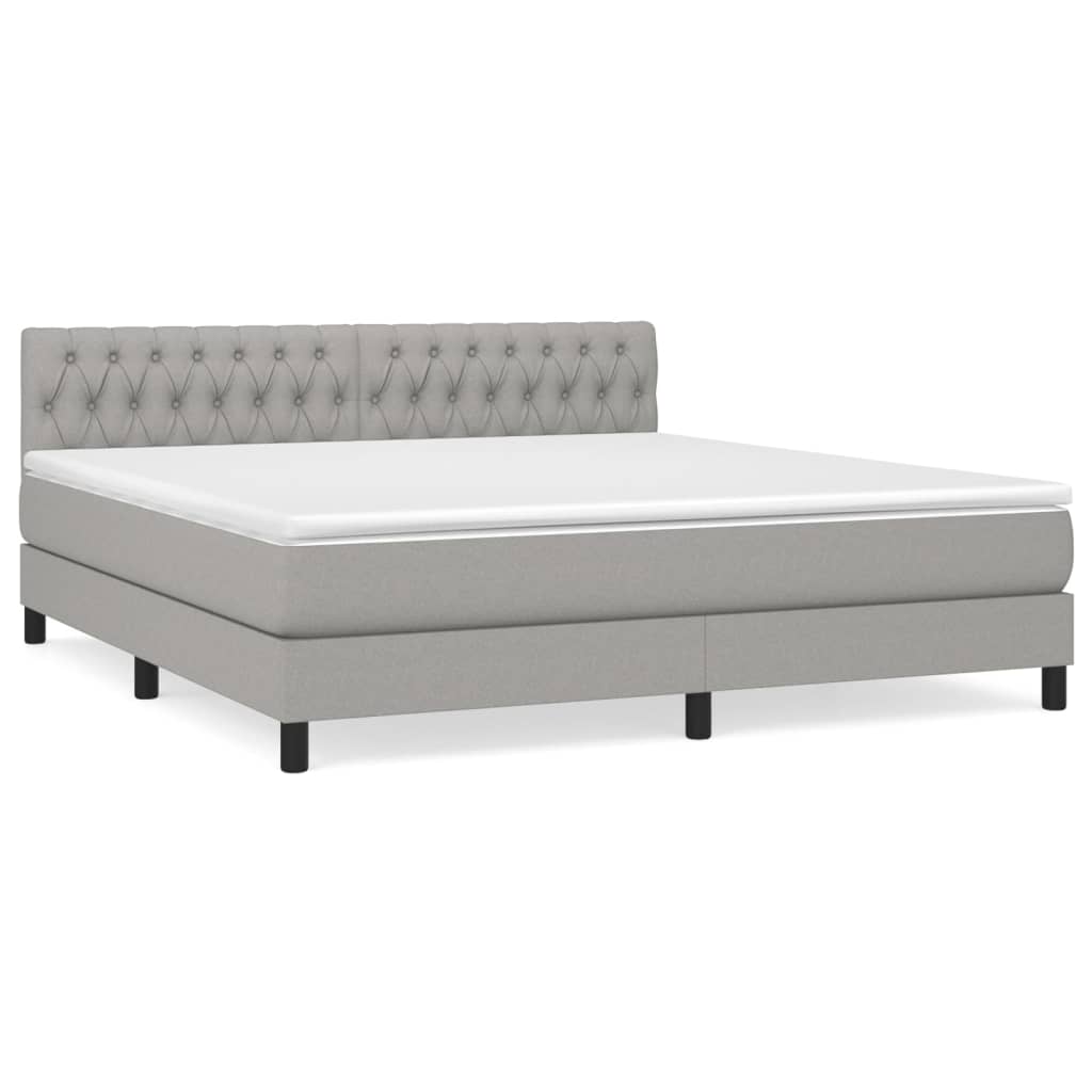 vidaXL Κρεβάτι Boxspring με Στρώμα Ανοιχτό Γκρι 180x200 εκ. Υφασμάτινο